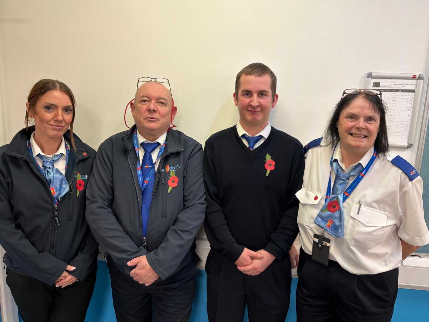 Swindon Bus drivers proudly displaying poppies for Remembrance