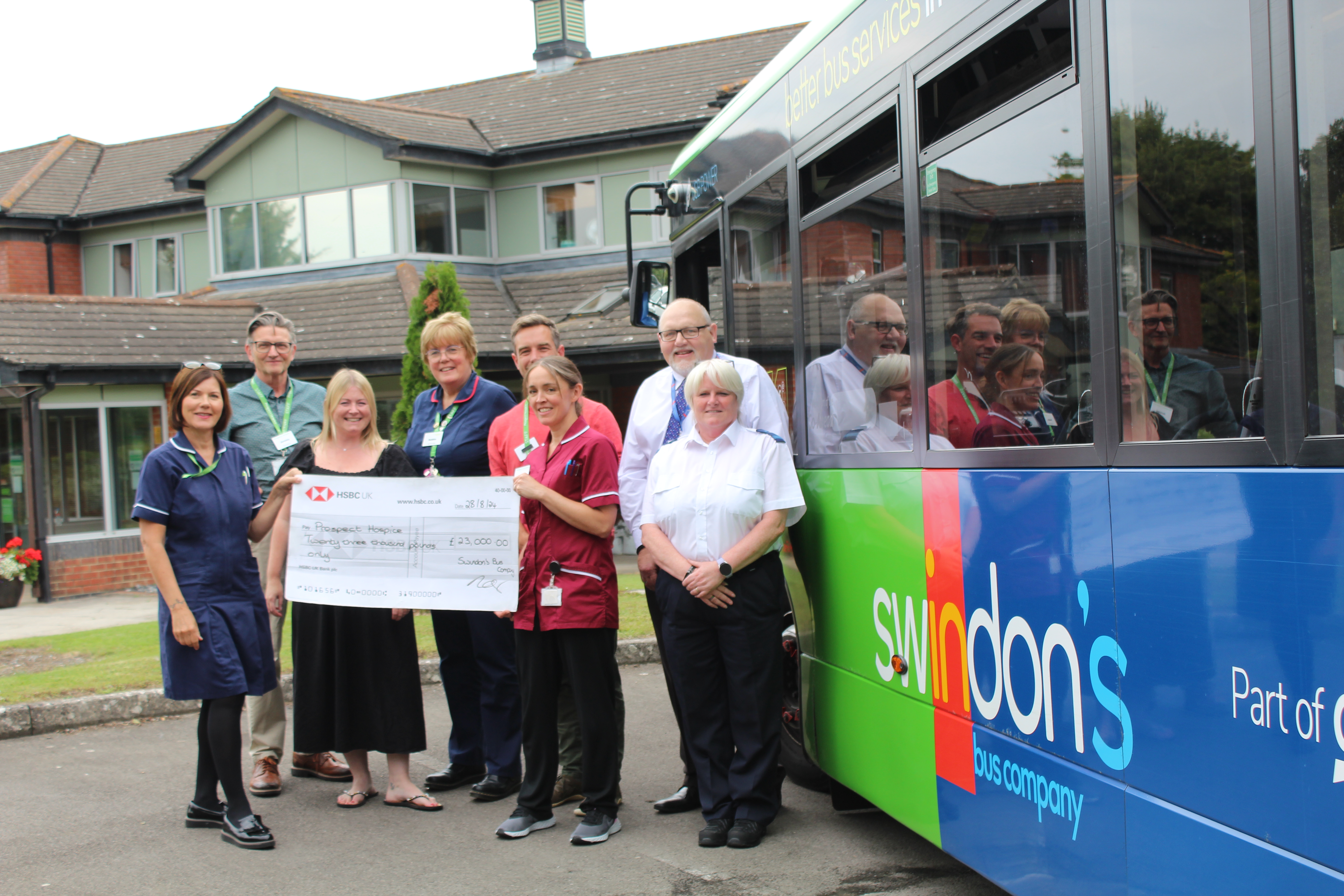 Swindon Bus charity donation ro prospect hospice