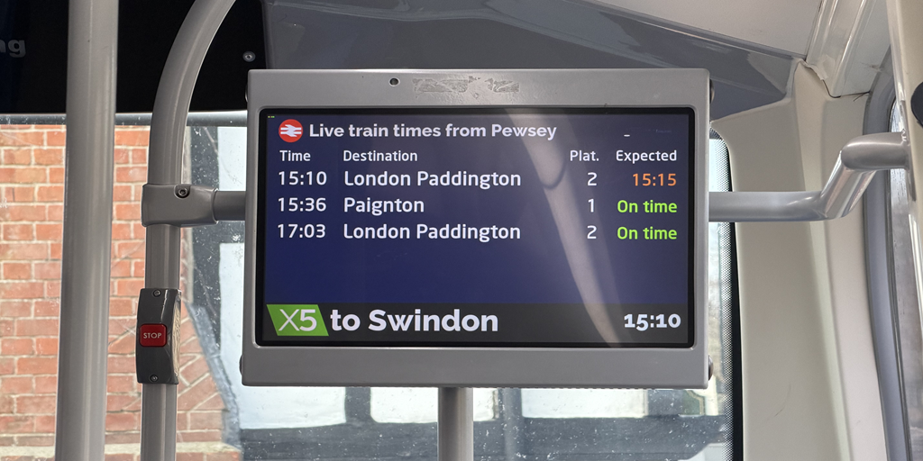 Image of next stop screen with live train times