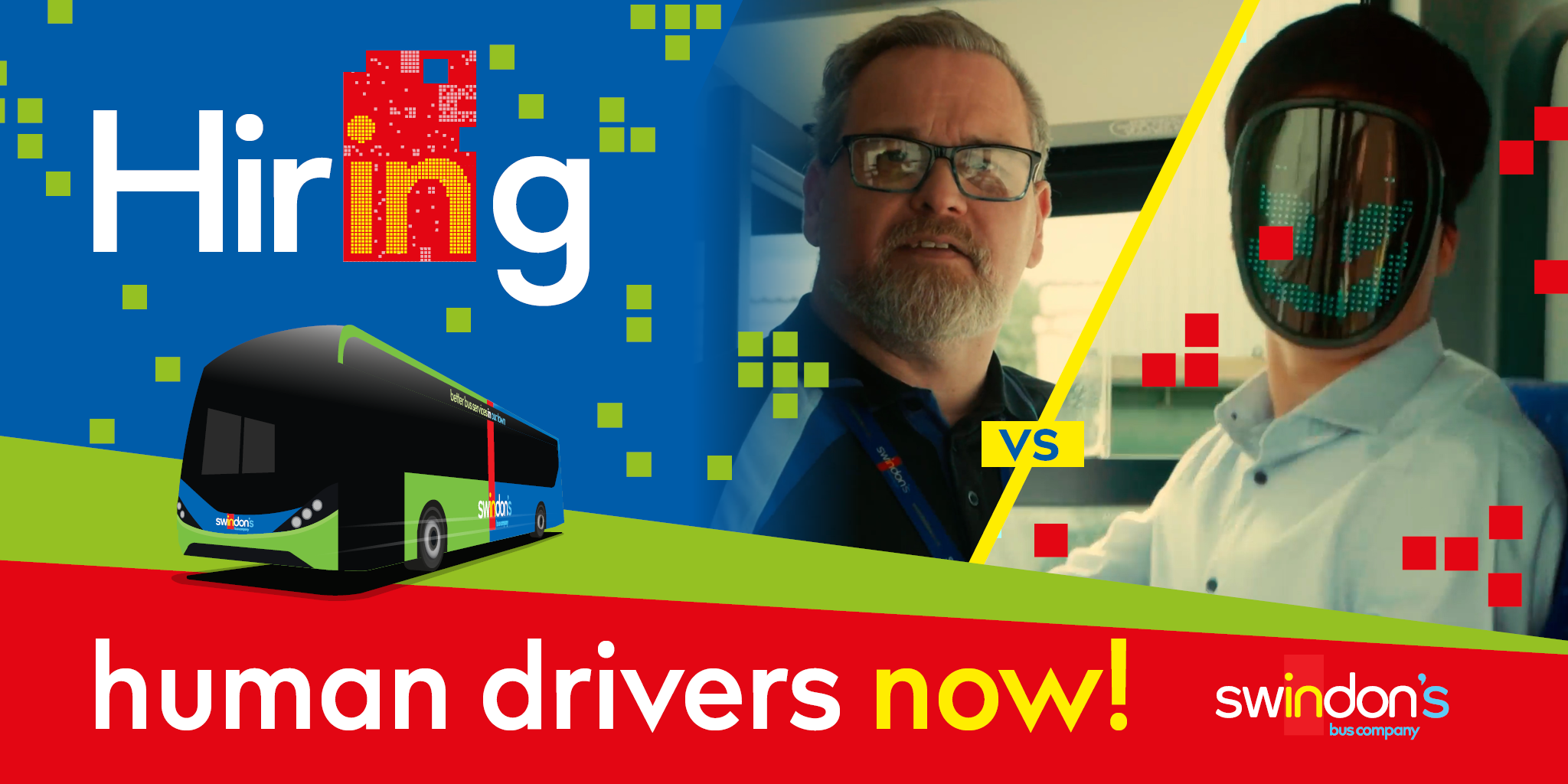 Swindon's Bus Company bus drivers campaign - hiring humans now