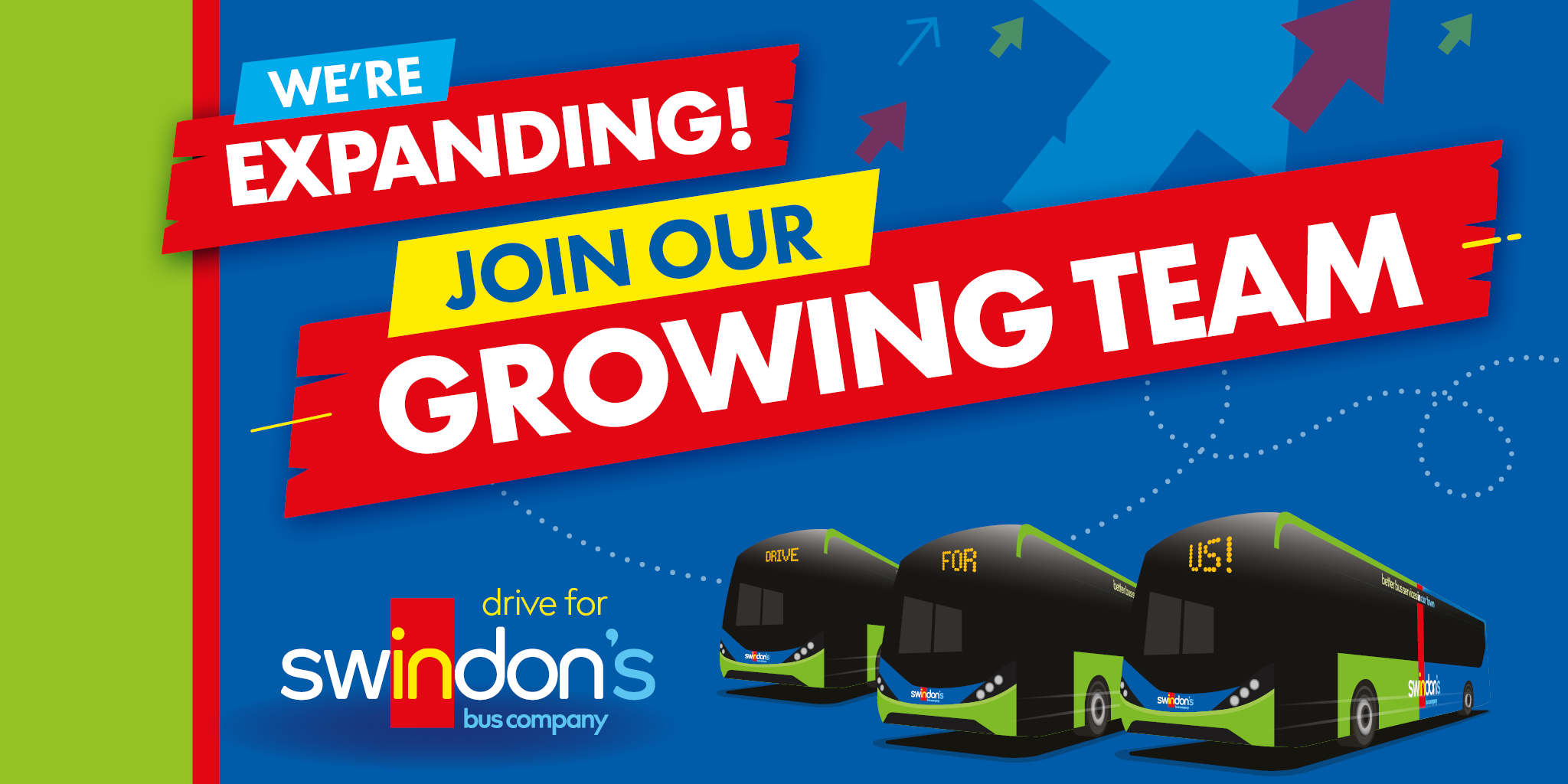 Swindon buses with we're expanding text