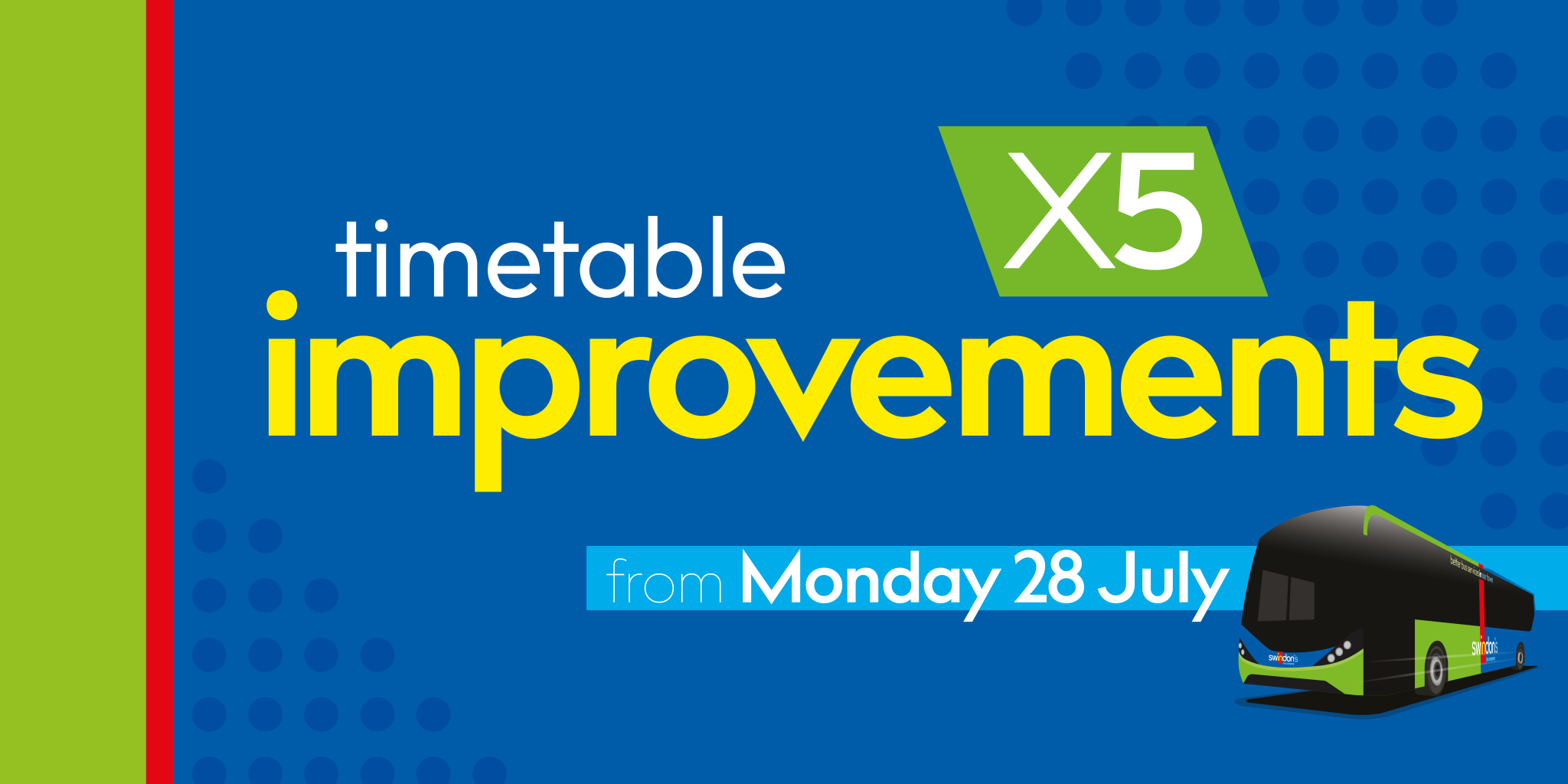 Timetable improvements for the X5 from Monday 28 July