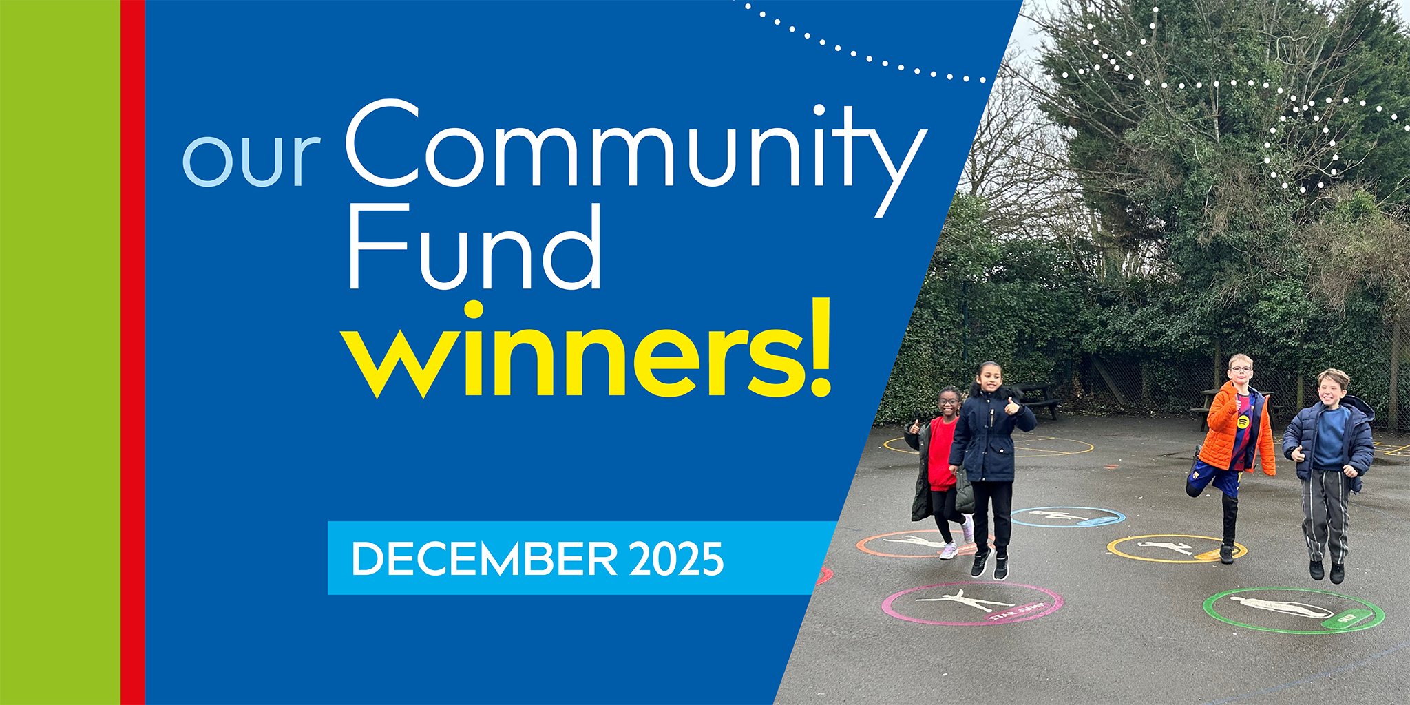Our latest Community Fund Winner - St Catherine's Primary School with image of school children