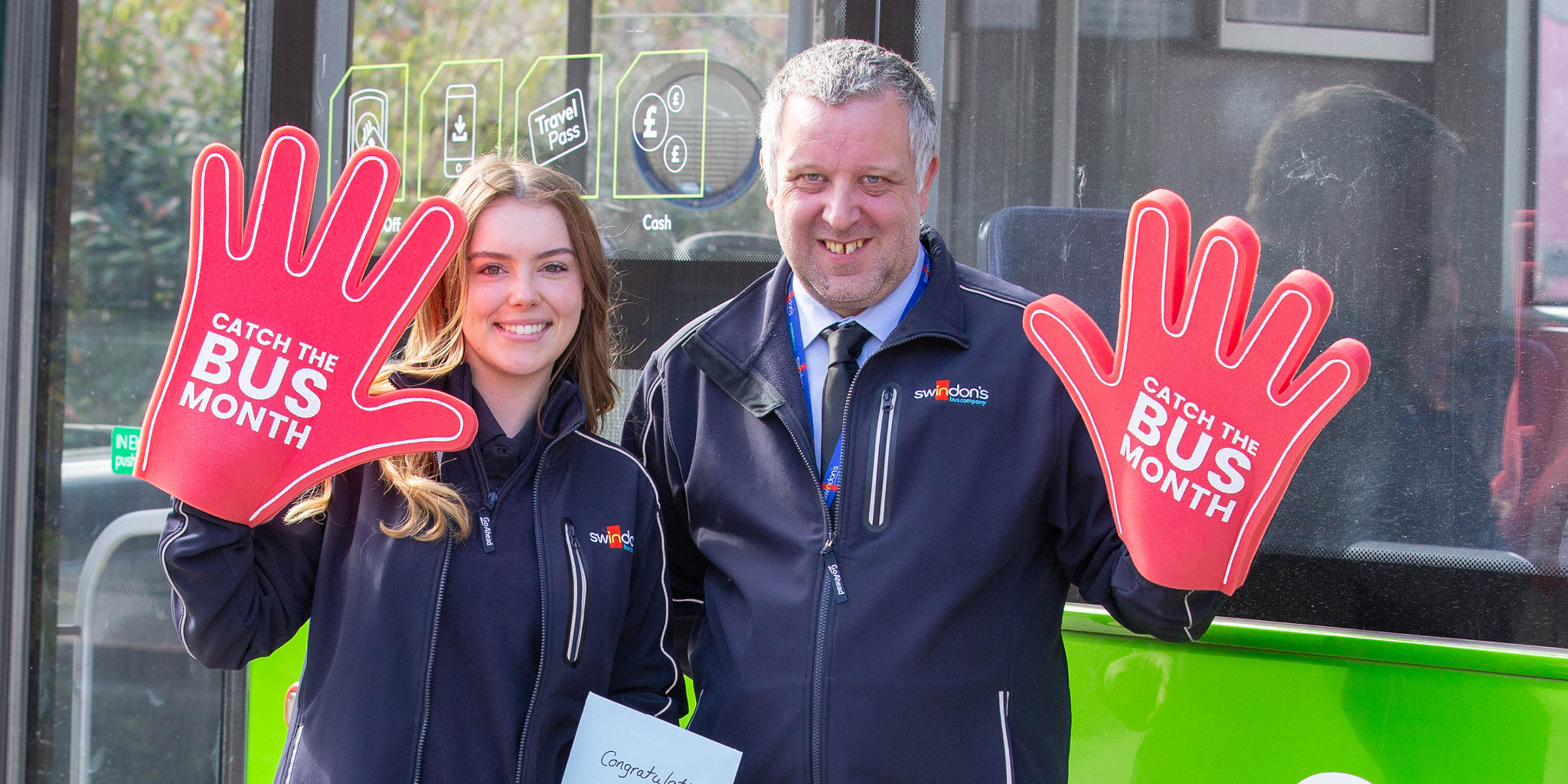 Bus driver courtney with manager Dave Hall