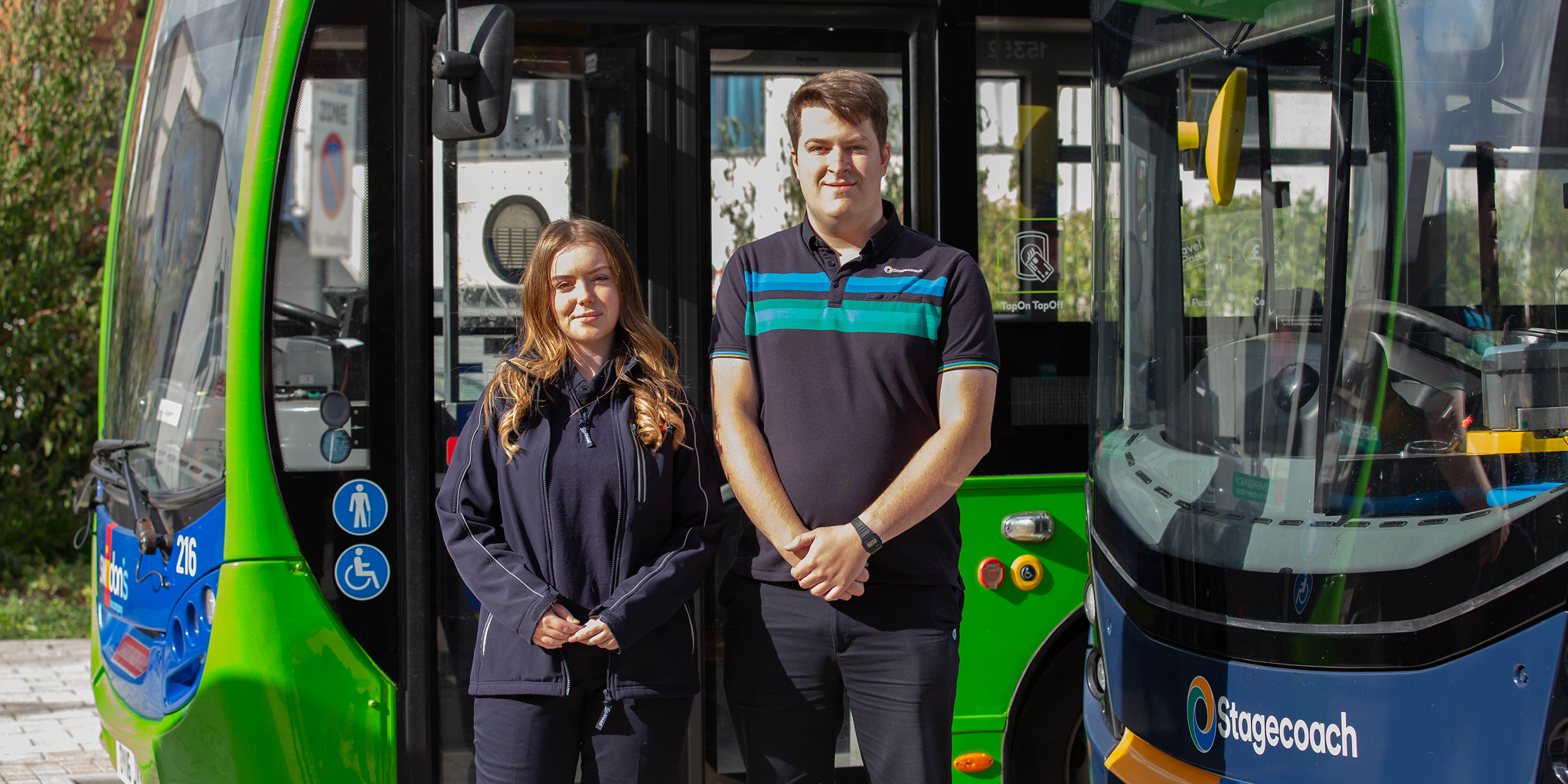 Courtney from Swindon and Sam from Stagecoach